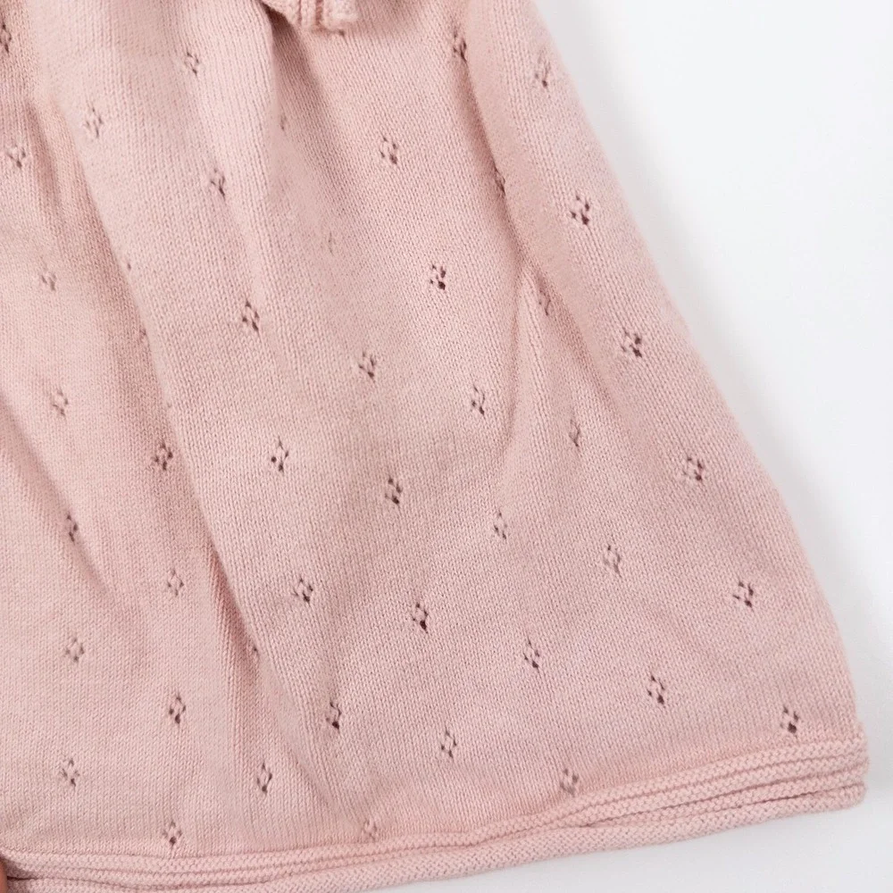 Miniclasix Knit Dress‎ Set Kids 3M Pink Pointelle Ruffle Bows